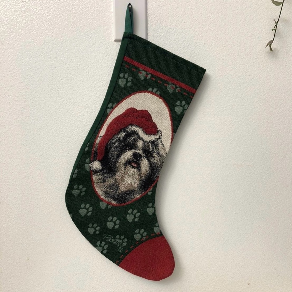 LINDA PICKEN Shih Tzu DOG Shih Tzu Puppy CHRISTMAS STOCKING